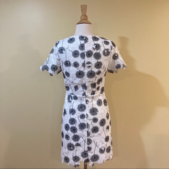 Grey Floral Embroidered Eyelet Lace Shift Dress - Picture 5 of 5